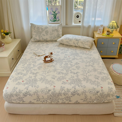 100% Cotton Floral Fitted Sheet Mattress Protector