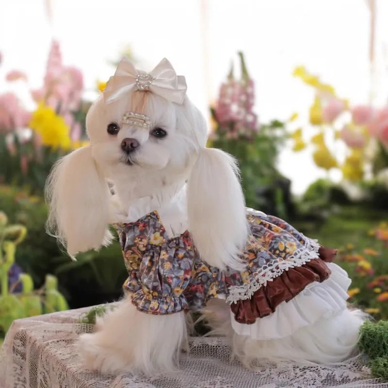 Cat and dog clothes lolita floral dress New Home Goods