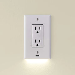 Outlet Cover with Integrated LED Night Light