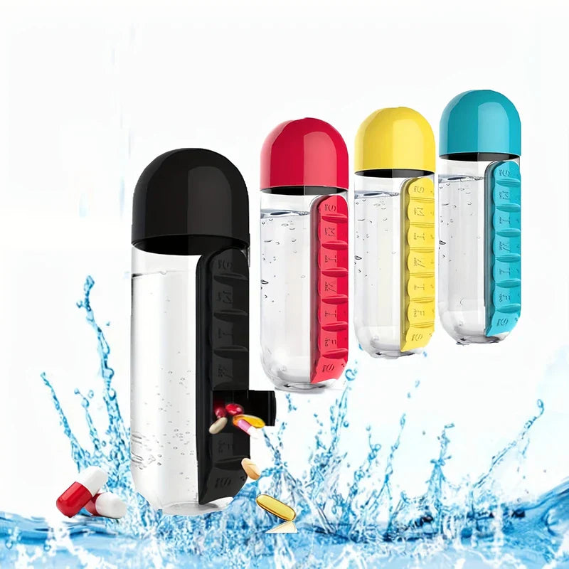 2-in-1 Water Bottle with Pill Organizer