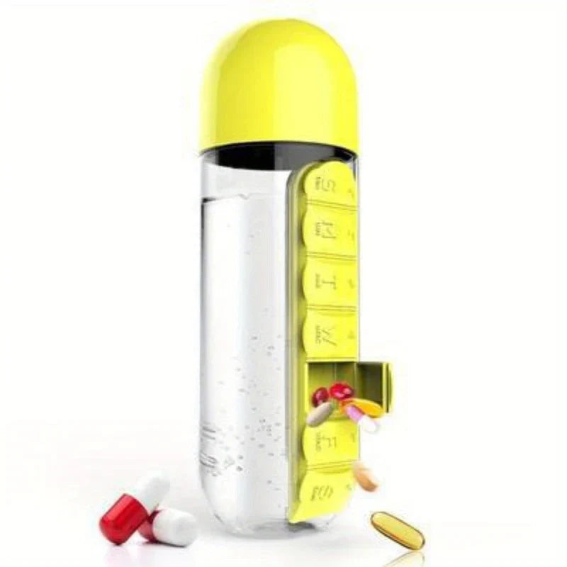 2-in-1 Water Bottle with Pill Organizer