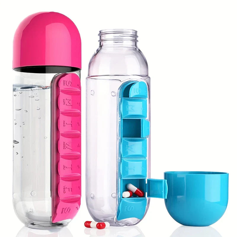 2-in-1 Water Bottle with Pill Organizer