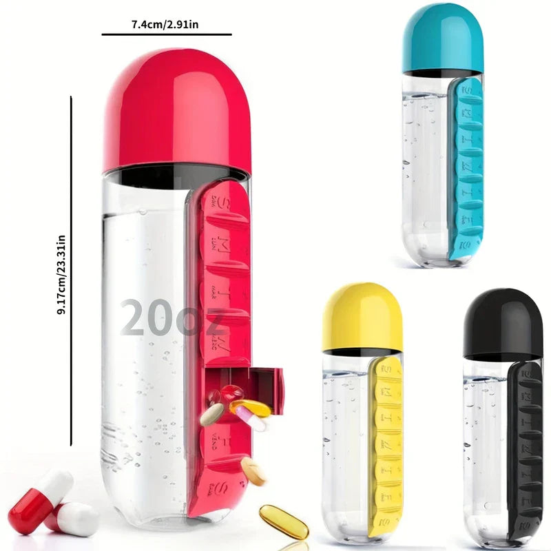 2-in-1 Water Bottle with Pill Organizer