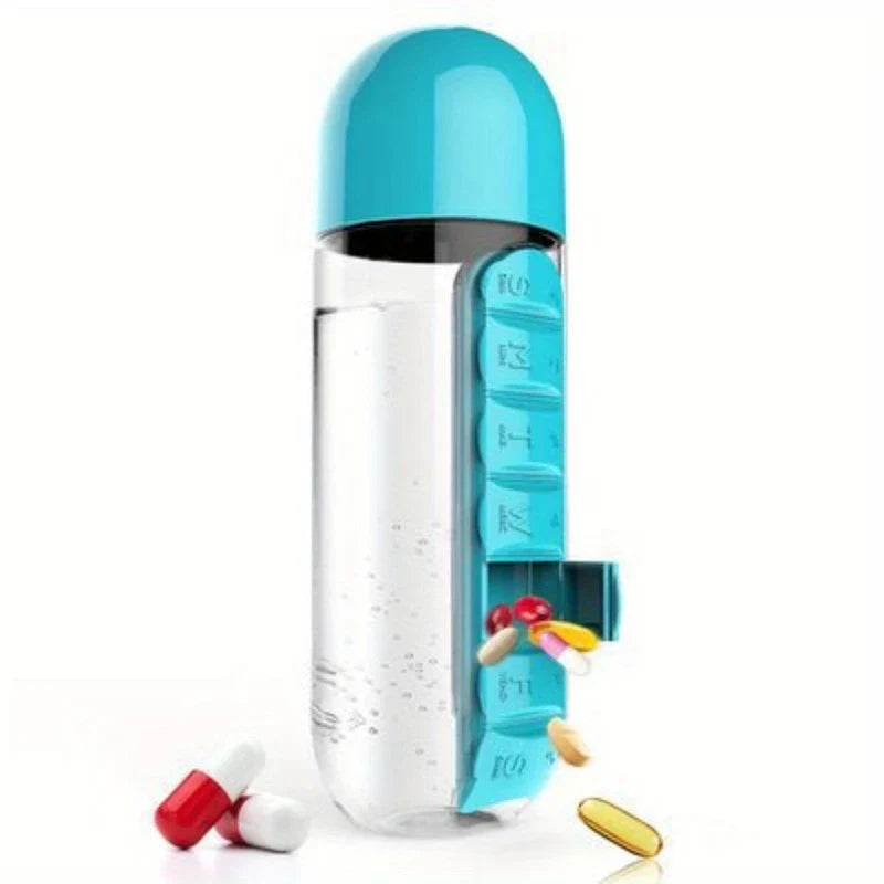 2-in-1 Water Bottle with Pill Organizer