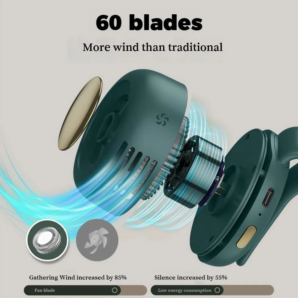 Internal view of bladeless fan with 60 blades, showing enhanced airflow and silent operation