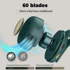 Internal view of bladeless fan with 60 blades, showing enhanced airflow and silent operation