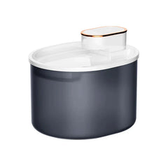 Charcoal gray and white pet water fountain with rose gold accent trim