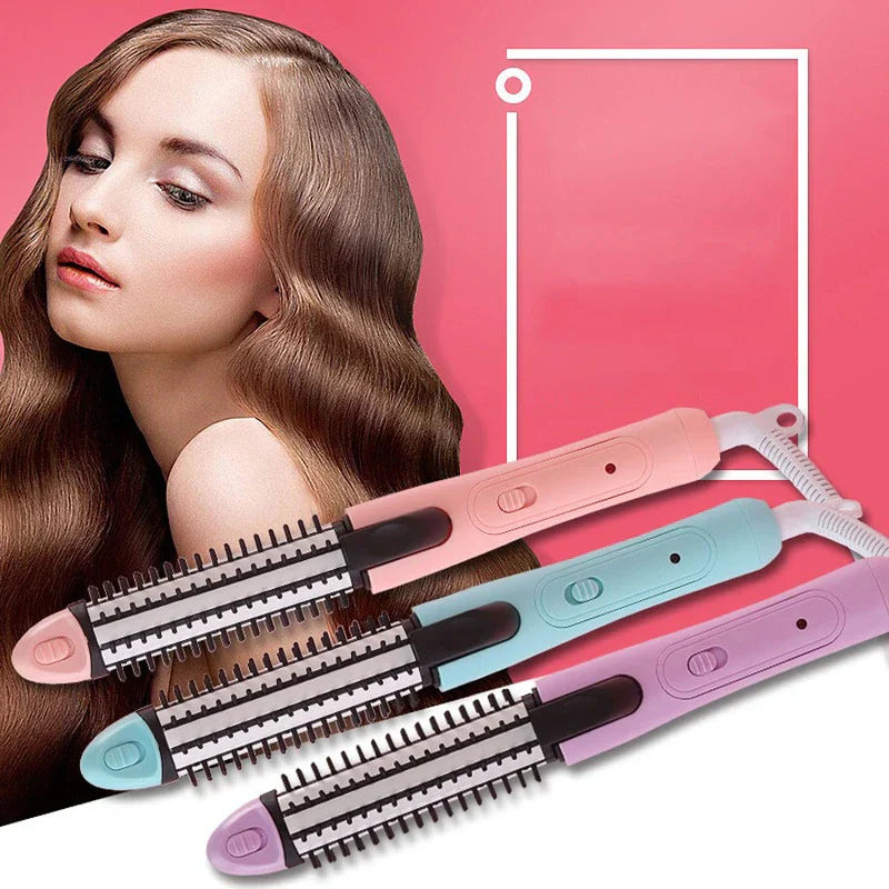 Close-up of the hair styling tool's comb teeth and heating plates