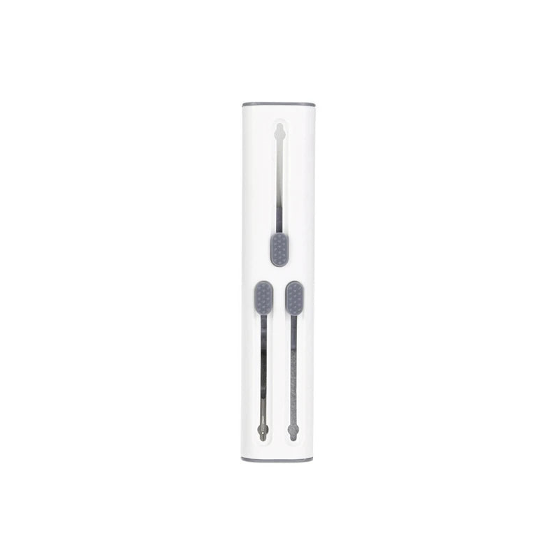 White and gray multi-function keyboard cleaning brush in closed storage state