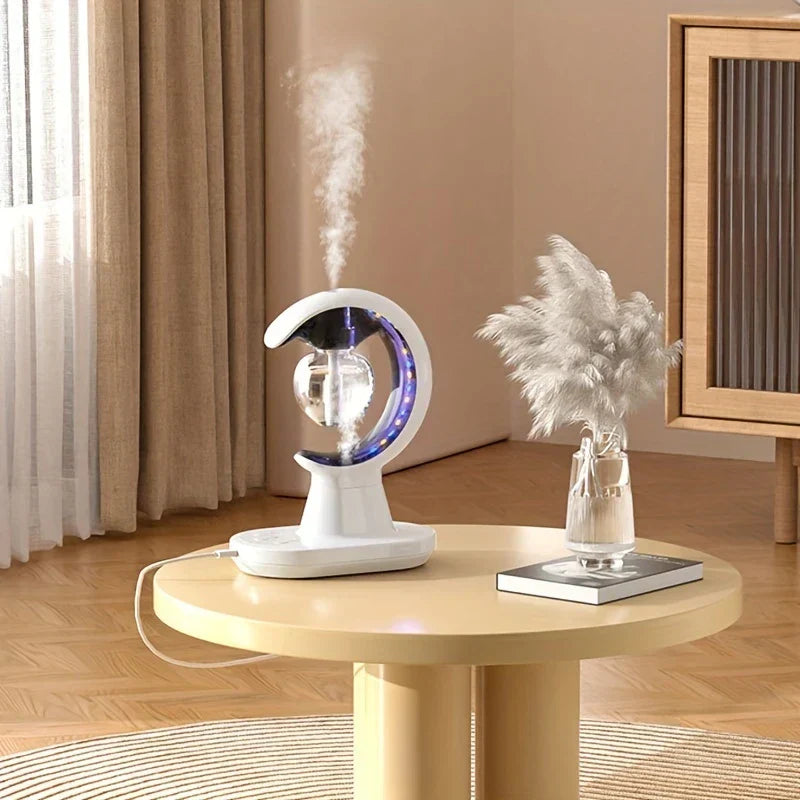 Bug zapper night light glowing softly on a nightstand