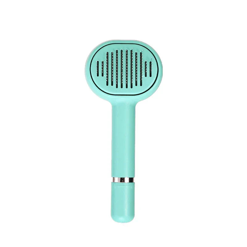Pet Grooming Brush - Mint green 3-in-1 grooming tool front view on white background