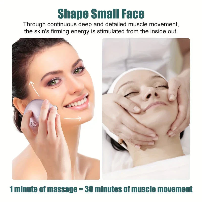 Demonstration of facial massage use alongside manual facial massage comparison