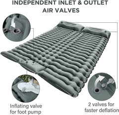 Double Camping Sleeping Pad – 4" Ultra-Thick Foot-Pump Design