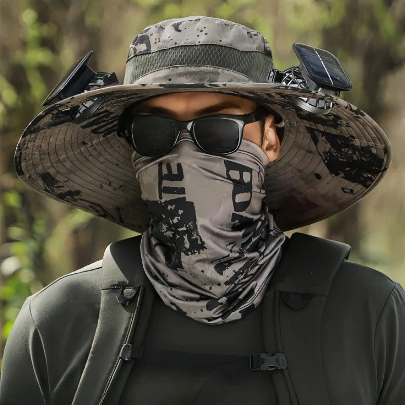 Solar 2 Fans Wide Brim Sun Hat - New HomeGoods