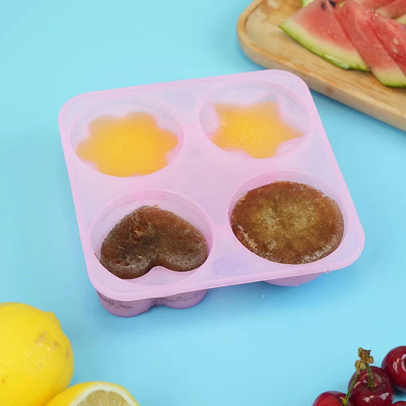 4-Cavity Square Silicone Ice Cube Tray Mold