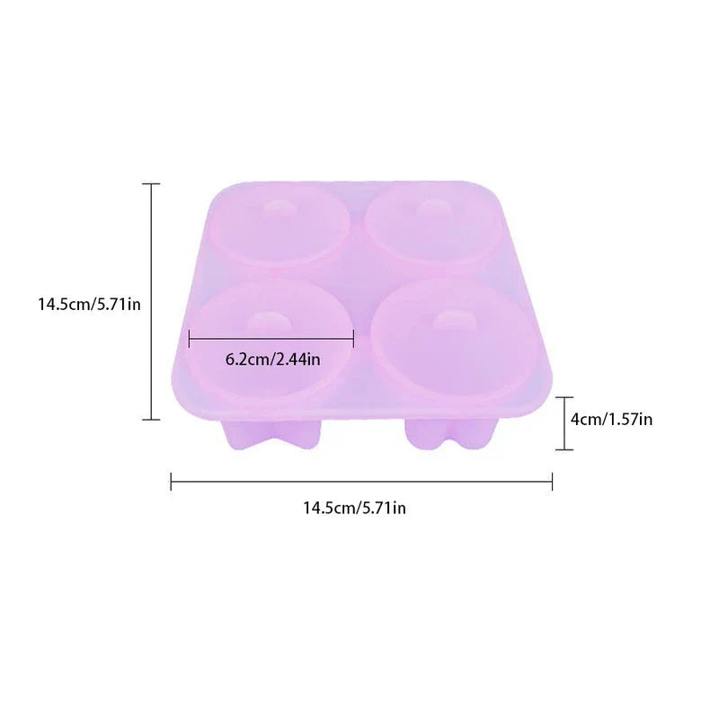 4-Cavity Square Silicone Ice Cube Tray Mold