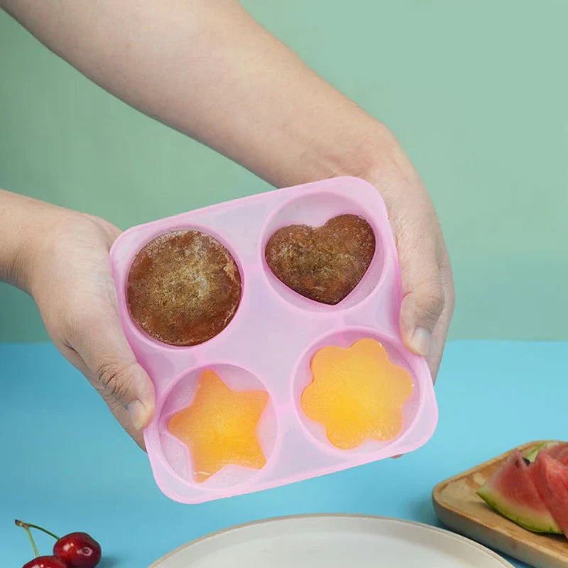 4-Cavity Square Silicone Ice Cube Tray Mold