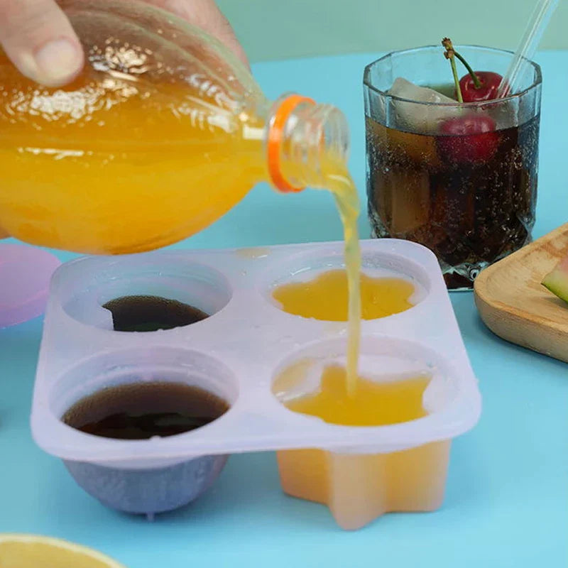 4-Cavity Square Silicone Ice Cube Tray Mold