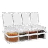 4 Piece Clear Spice Jar Set with Spoons Rack