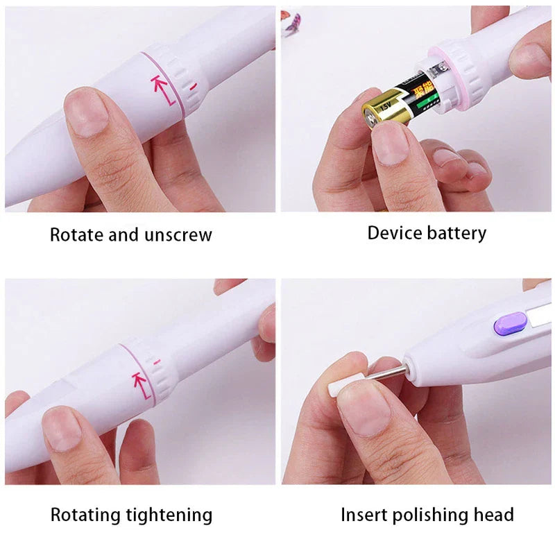 Compact electric nail file manicure kit with case