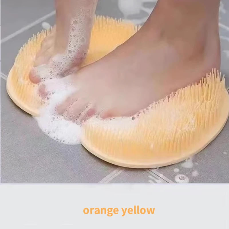 silicone shower foot scrubber mat in use