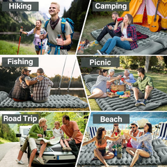 Double Camping Sleeping Pad – 4" Ultra-Thick Foot-Pump Design