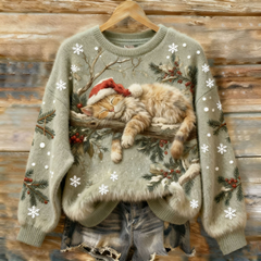 Cute Cat Collection – Women’s Flannel Crew-Neck Sweatshirt with 3D Print