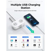 Travel Power Strip, ORICO 4 Outlets 2 USB Ports (1 USB C) with 4FT Wrapped Short Extension Cord Small Power Strip New HomeGoods