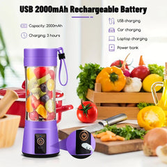 6-Blade Portable Blender Cup 380ml USB Rechargeable
