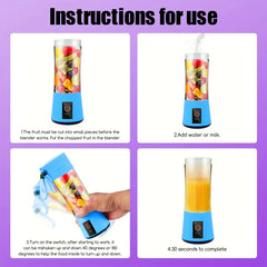 6-Blade Portable Blender Cup 380ml USB Rechargeable