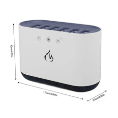 Cool Mist Humidifier - 6-nozzle desktop unit with labeled height, width, and depth dimension markers