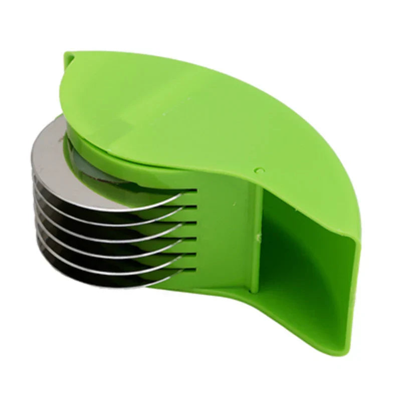 Pizza Dough Cutter Slicer - green 6-wheel slicer tool side view on white background