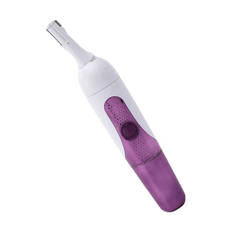 Electric Shaver - Purple and white precision trimmer attachment device on plain white background