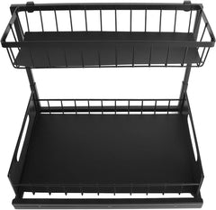 ANGGREK Under Sink Storage Organizer, Slide Out Sink Shelf L Shape Bla