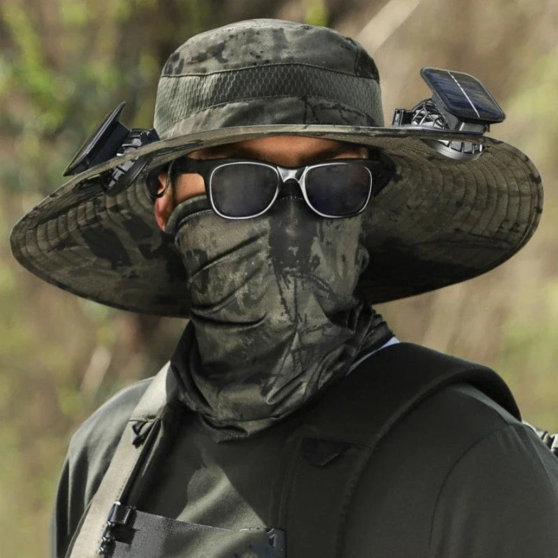 Solar 2 Fans Wide Brim Sun Hat New HomeGoods