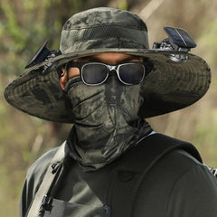 Solar 2 Fans Wide Brim Sun Hat - New HomeGoods