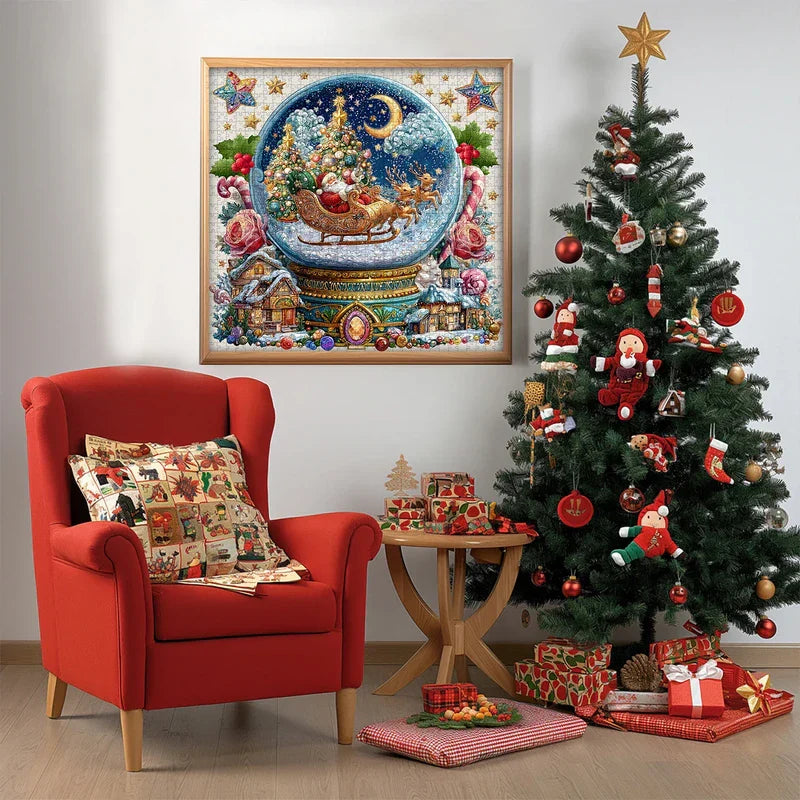Christmas crystal ball jigsaw puzzles 1000 pieces box with festive scene