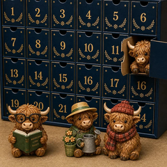 24-Day Highland Cow Advent Calendar – 24 Cute Christmas Collectible Figures