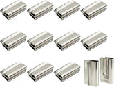 Curtain Clips - Set of polished silver metal magnetic clips with two close-up views showing clip structure