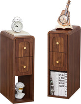 Wooden Narrow Nightstands with 2 DrawersSkinny Night Stand