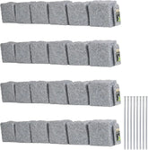 Grey stone landscape edging kit with metal stakes
