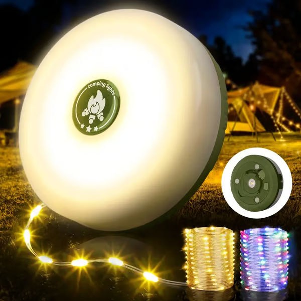 4 in 1 camping string lights with retractable cord and magnetic base
