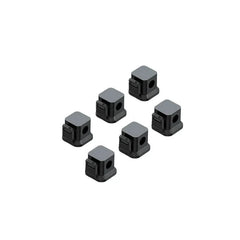 selbstklebende kabelclips für die wand - Sechs schwarze quadratische Kabelclips in versetzter Anordnung auf weißem Hintergrund