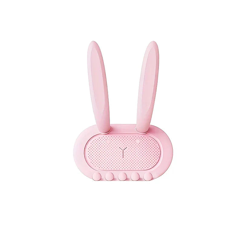 Utility Hooks - Pink bunny-shaped adhesive hook front view on white background