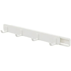 Wall Hook Hanger - White 4-hook adhesive hanging rack on plain white background