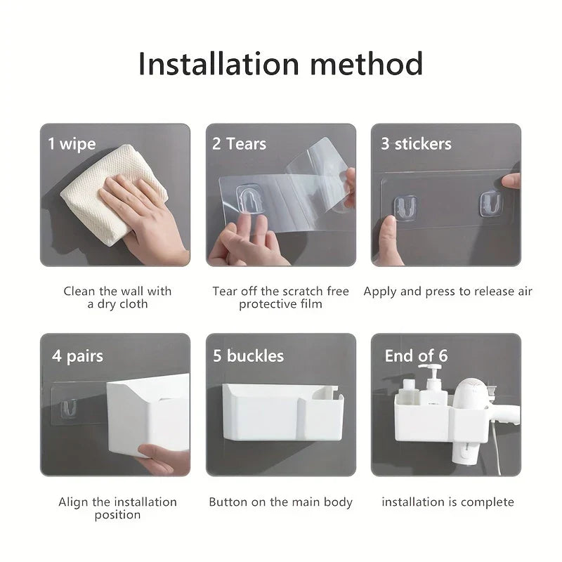 Adhesive Wall Mount Hair Dryer Holder Rack