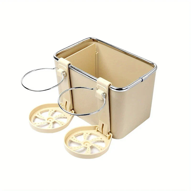 Adjustable car cup holder tray table in vehicle