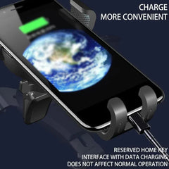 Cell Phone Stand - Phone held in a car mount with a charging cable plugged in, with text about convenient charging