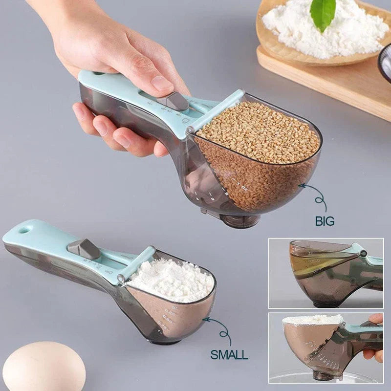 Adjustable measuring spoon measuring baking powder