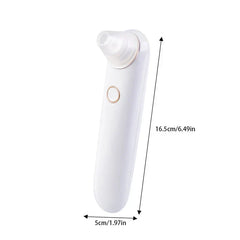 Adjustable Suction Pore Cleansing Beauty Tool - White handheld beauty device with rose gold button and tip, labeled with dimensions 16.5cm height and 5cm width.